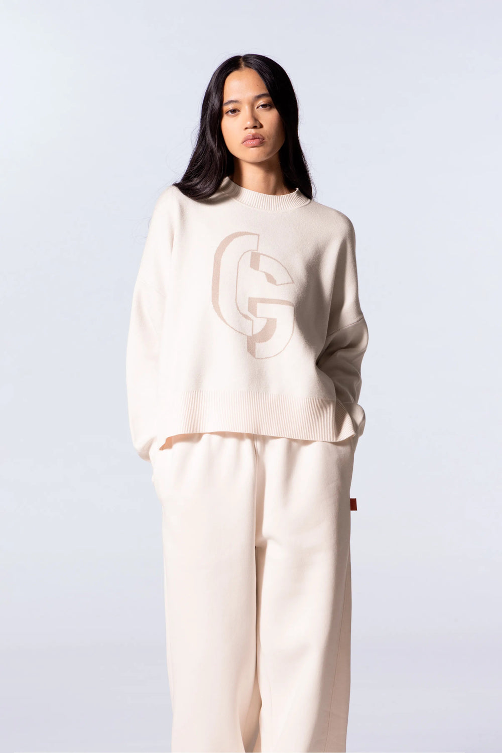 GERTRUDE - Pull en maille jacquard ample Natalia Crème - Lothaire