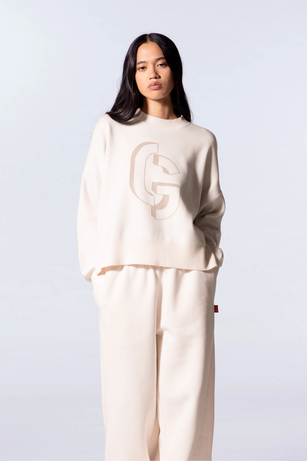 GERTRUDE - Pull en maille jacquard ample Natalia Crème - Lothaire