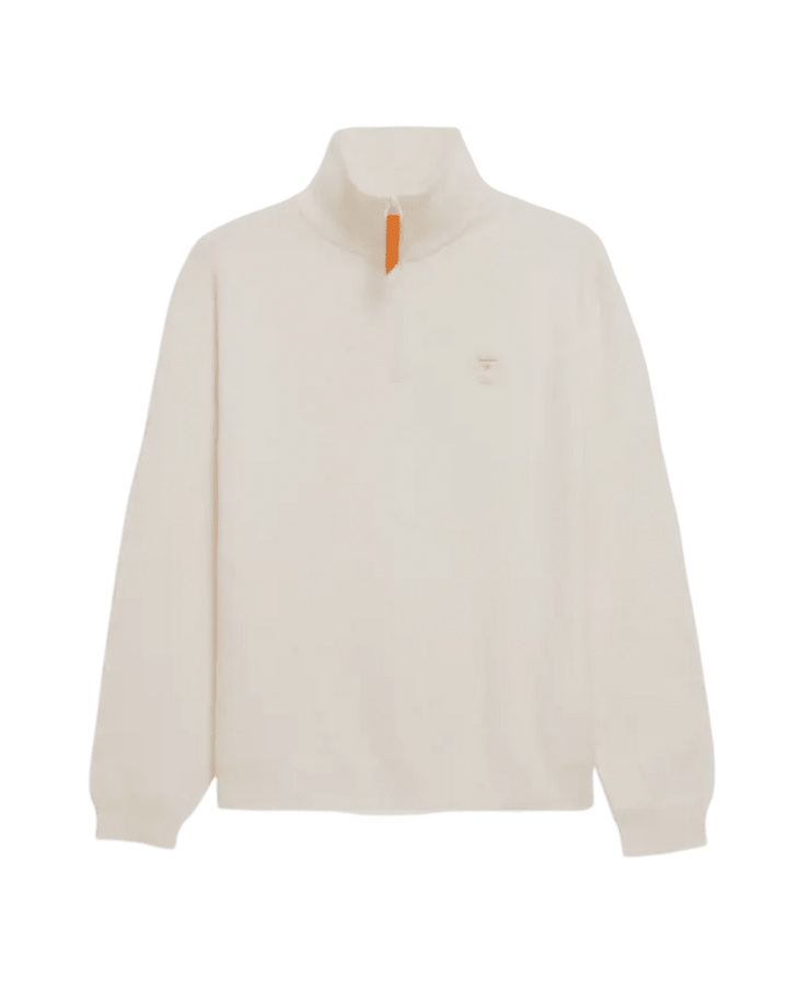 GERTRUDE - Pull Lewispatch col camionneur en maille jacquard Blanc cassé - Lothaire