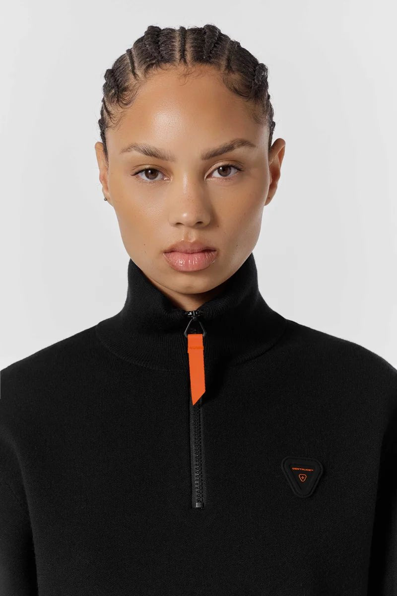 GERTRUDE - Pull Lewispatch col camionneur en maille jacquard Noir - Lothaire
