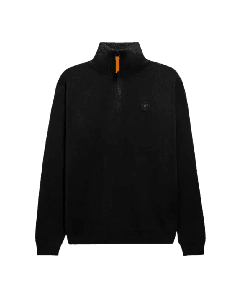 GERTRUDE - Pull Lewispatch col camionneur en maille jacquard Noir - Lothaire
