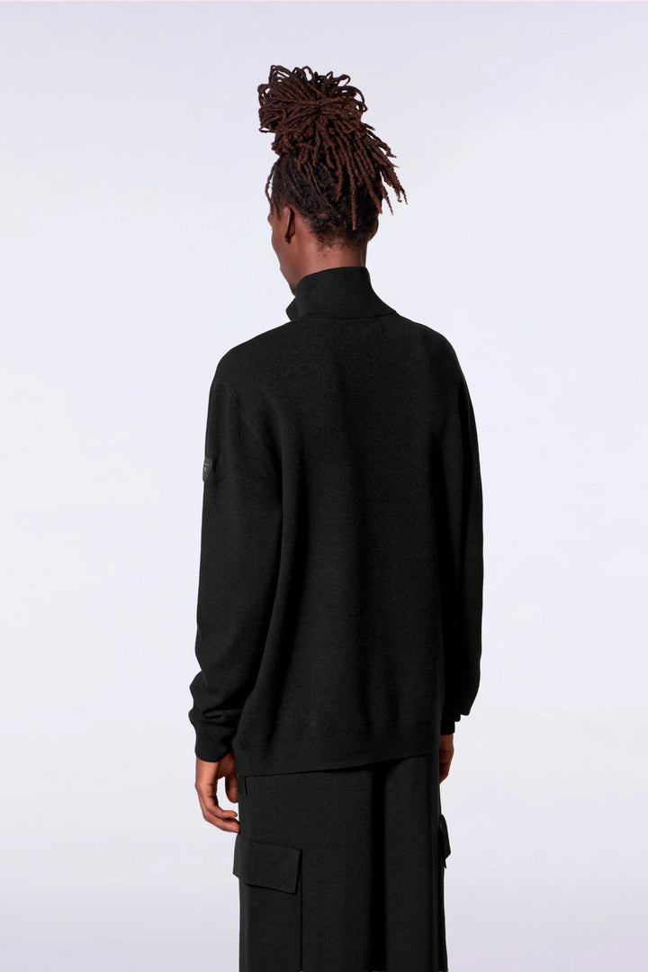 GERTRUDE - Pull mixte col camionneur en maille jacquard Lewis Noir - Lothaire
