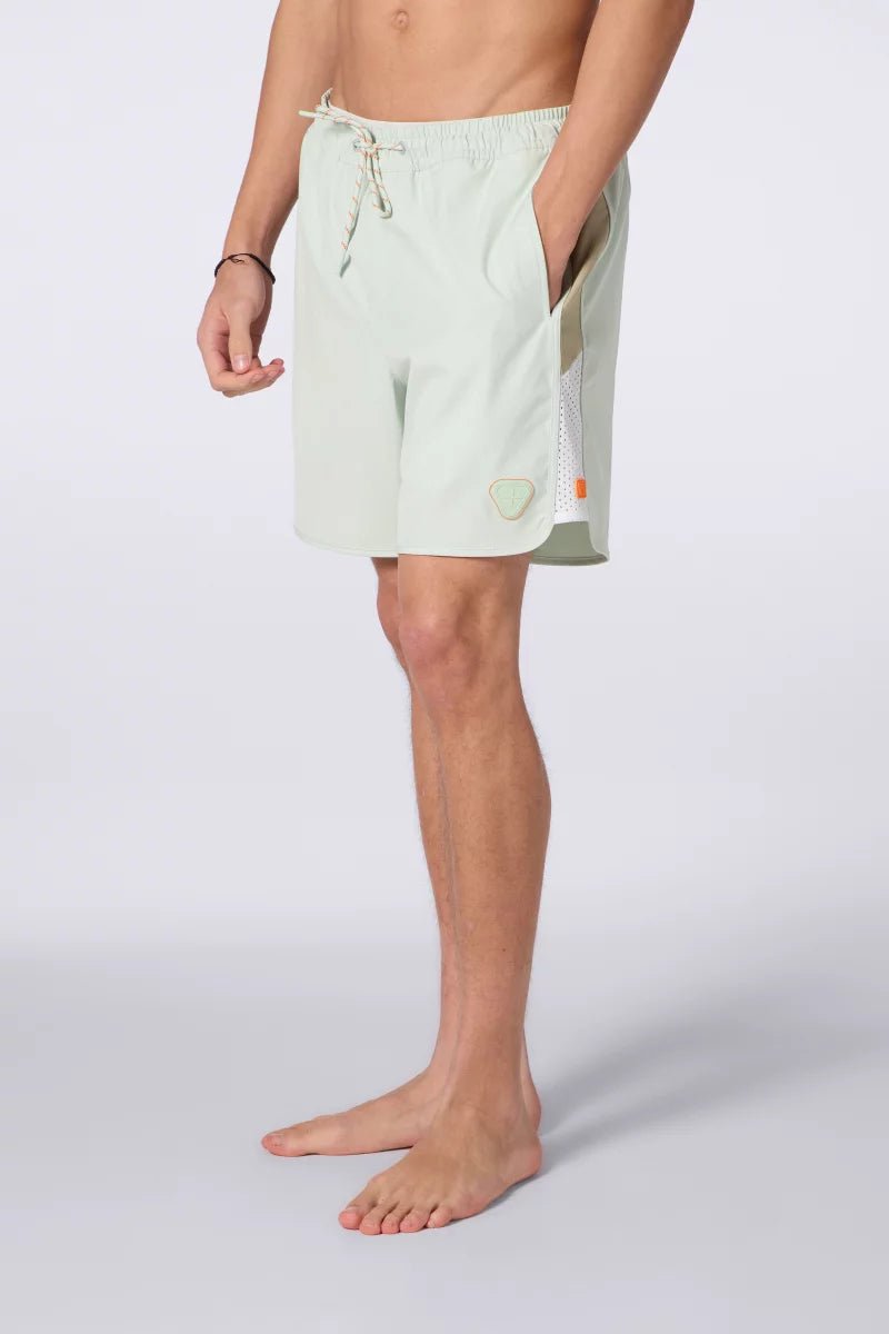 GERTRUDE - Short de bain à taille élastique et bandes contrastantes Mousse granite - Lothaire