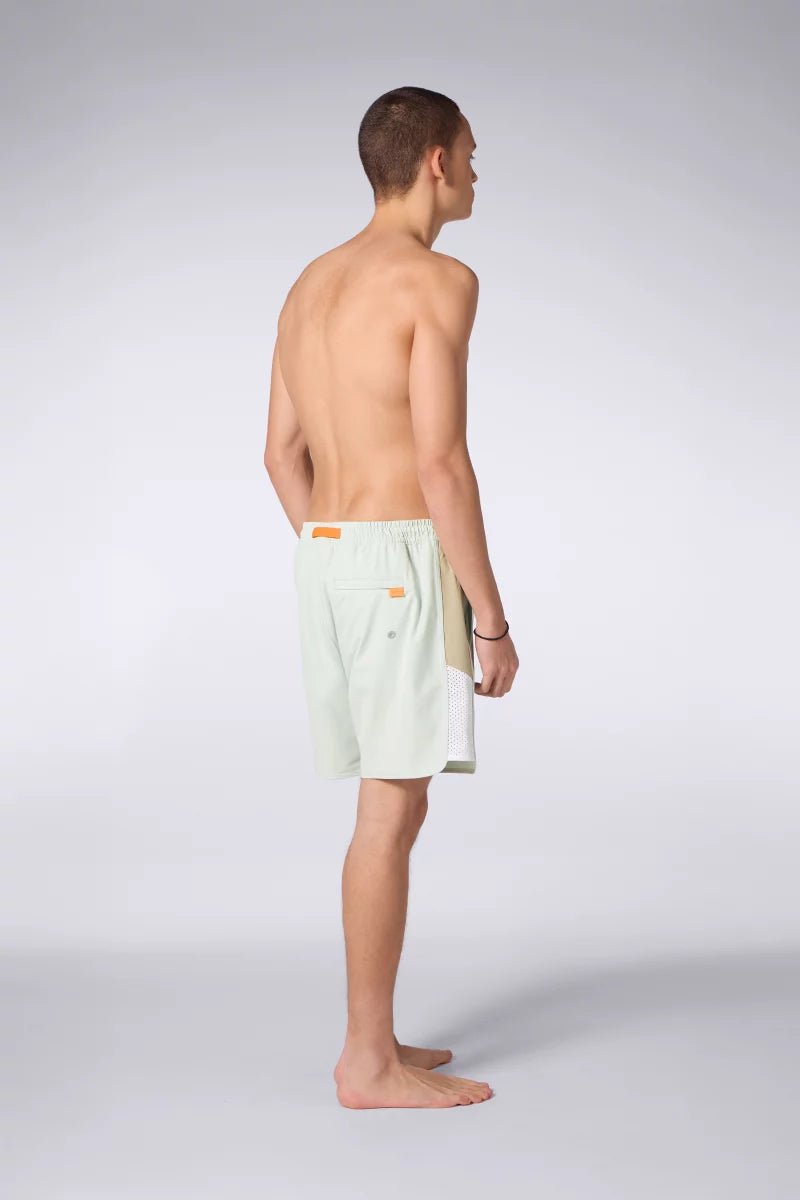 GERTRUDE - Short de bain à taille élastique et bandes contrastantes Mousse granite - Lothaire
