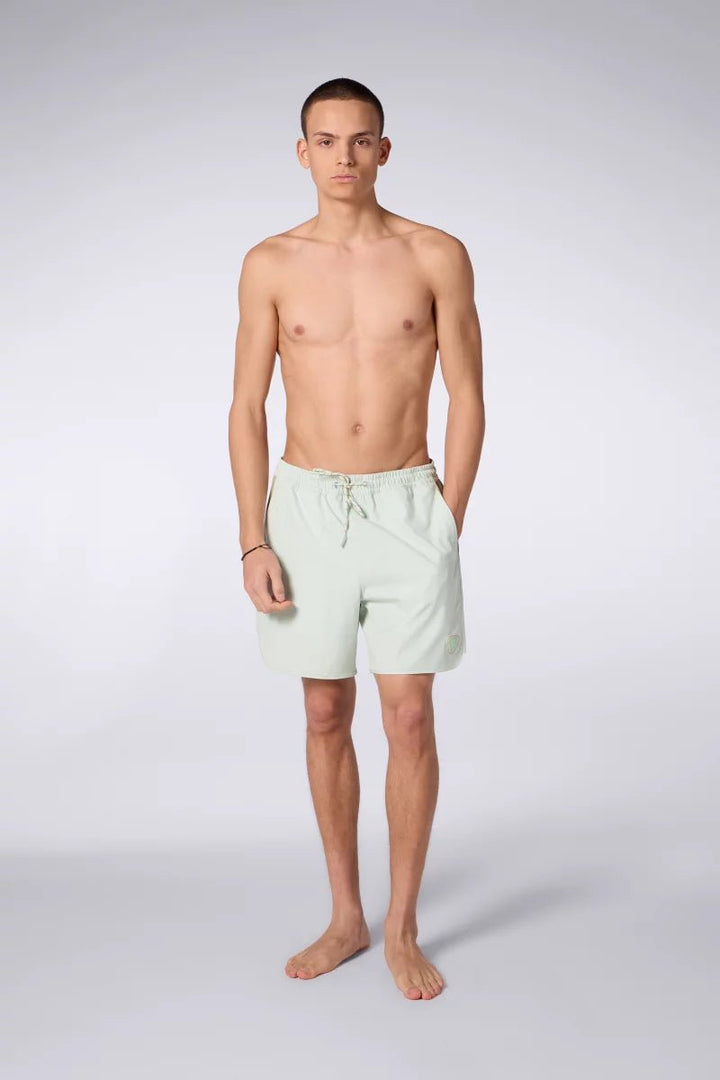 GERTRUDE - Short de bain à taille élastique et bandes contrastantes Mousse granite - Lothaire