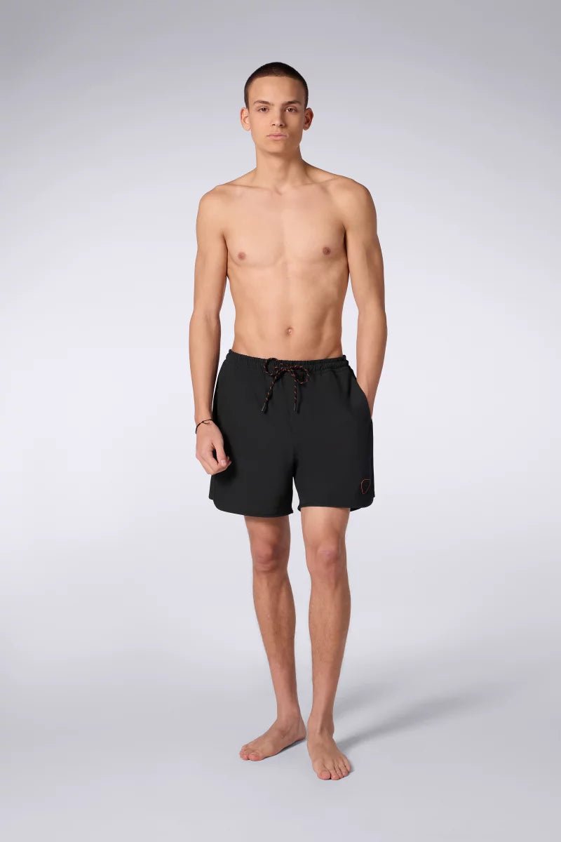GERTRUDE - Short de bain à taille élastique et bandes contrastantes Noir - Lothaire