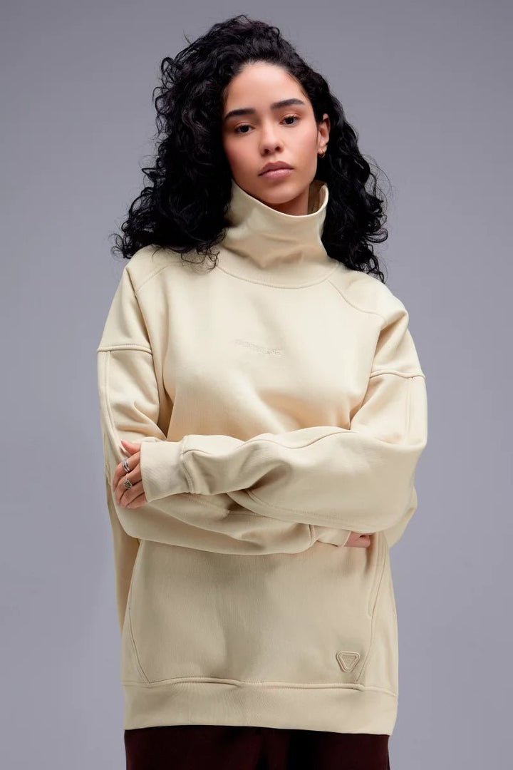 GERTRUDE - Sweat Athena Oversize à Col Cheminée Beige Latte - Lothaire