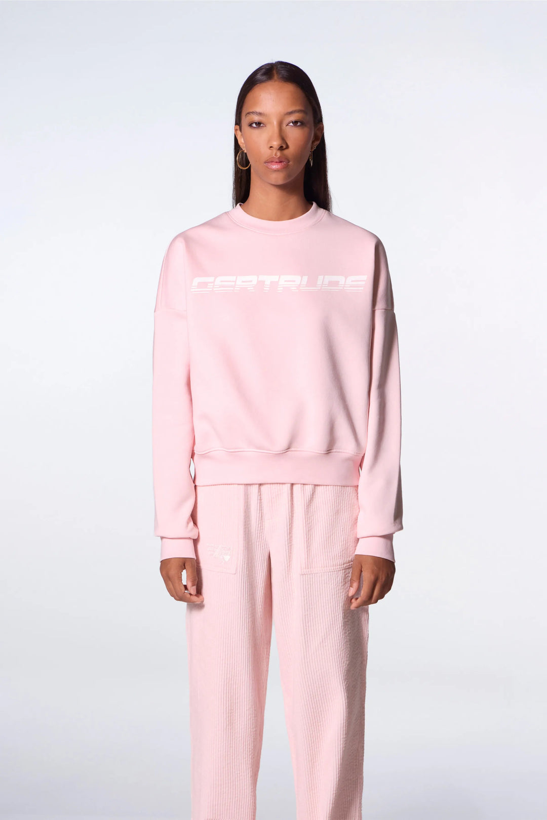 GERTRUDE - Sweatshirt col rond avec logo printé graphique Cath Speedy Poudre - Lothaire