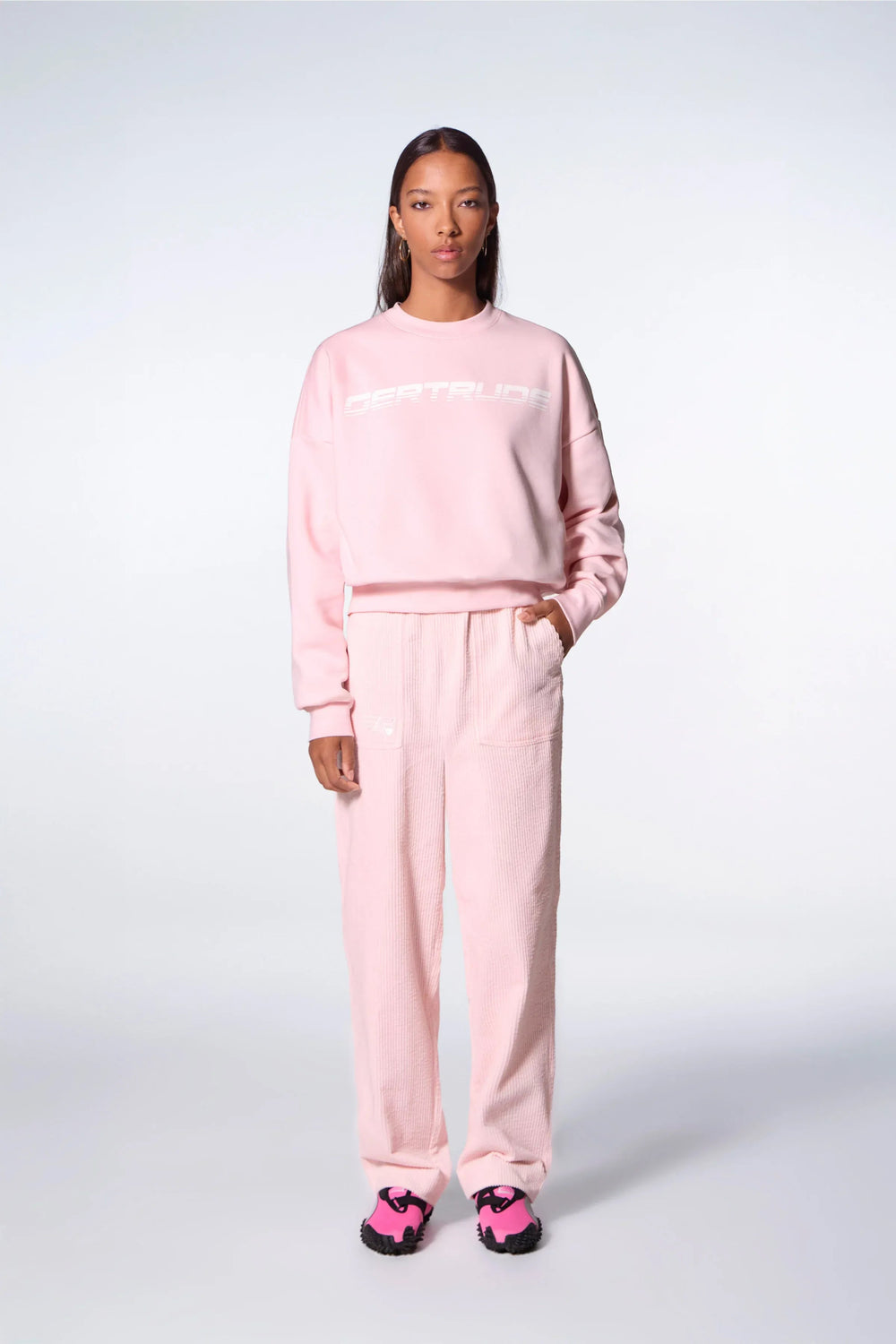 GERTRUDE - Sweatshirt col rond avec logo printé graphique Cath Speedy Poudre - Lothaire