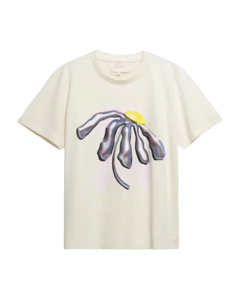 GERTRUDE - T-shirt en coton imprimé Leolina Bloom Blanc Crème - Lothaire