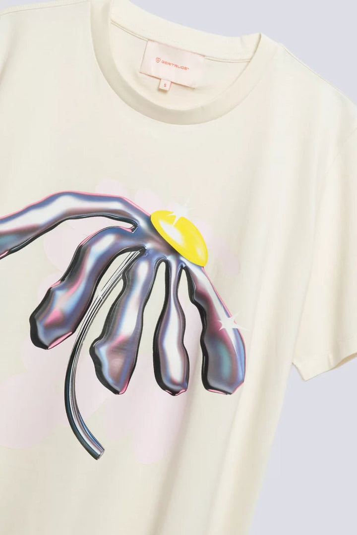 GERTRUDE - T-shirt en coton imprimé Leolina Bloom Blanc Crème - Lothaire