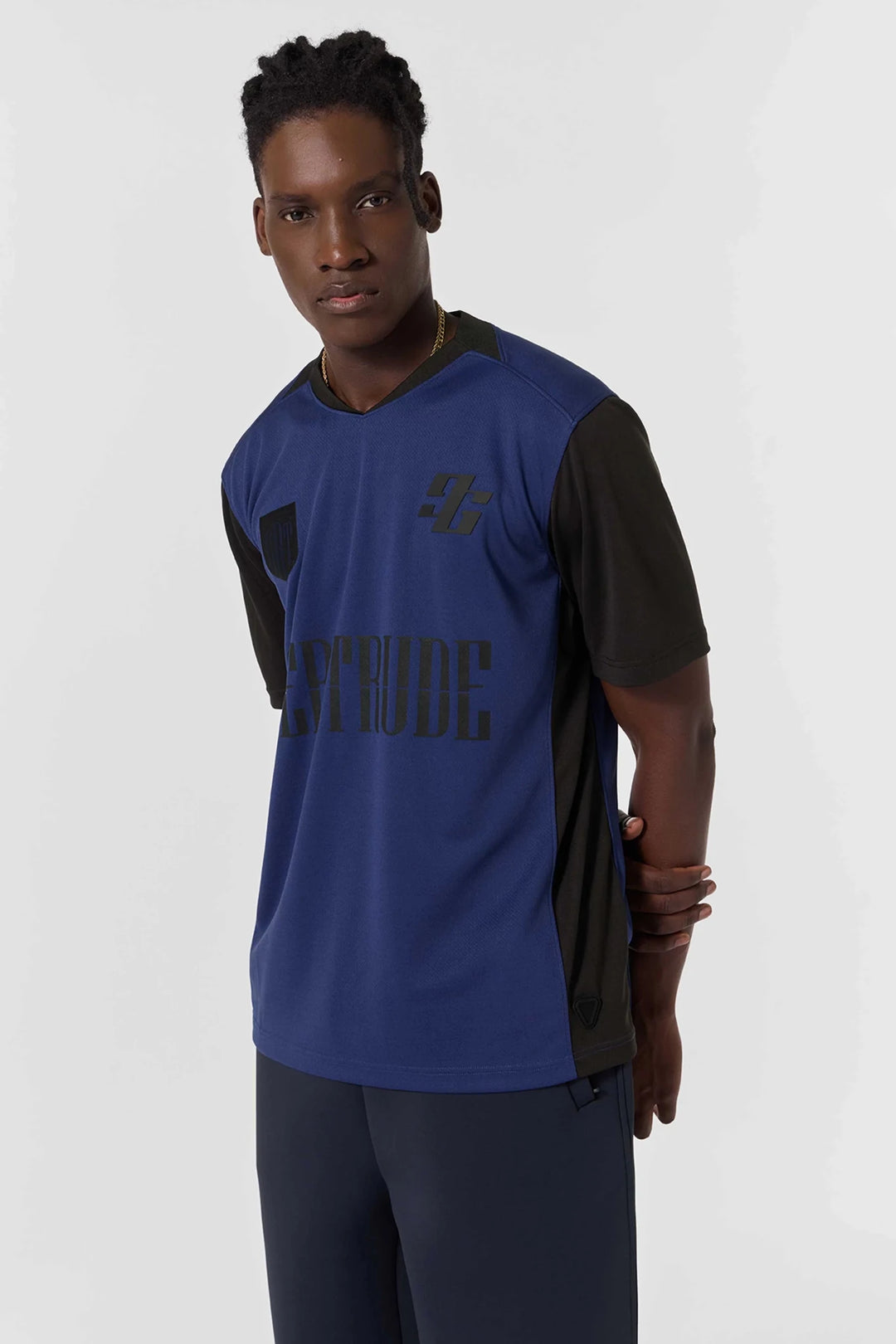 GERTRUDE - T-shirt Keyliane à Col Contrasté Bleu Marine - Lothaire