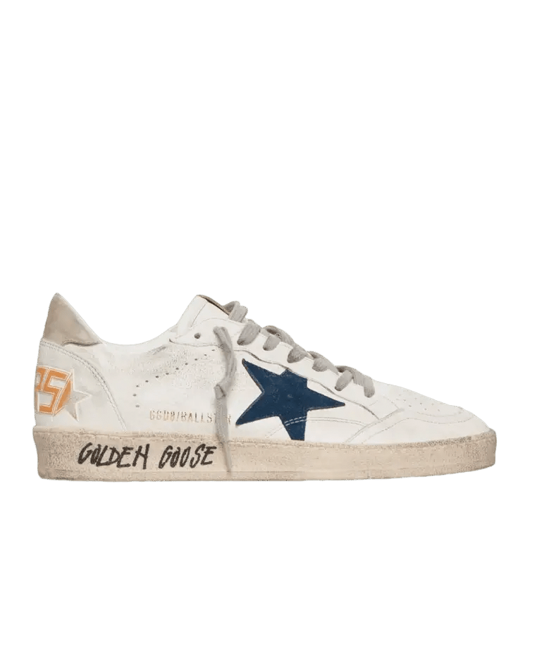 GOLDEN GOOSE - Ball star en cuir nappa White Blue Ice - Lothaire