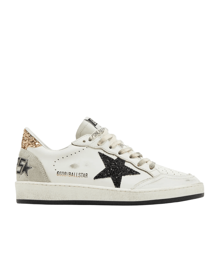 GOLDEN GOOSE - Ball Star LTD pour femme en cuir nappa et en daim avec étoile à paillettes et contrefort doré - Lothaire