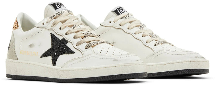 GOLDEN GOOSE - Ball Star LTD pour femme en cuir nappa et en daim avec étoile à paillettes et contrefort doré - Lothaire