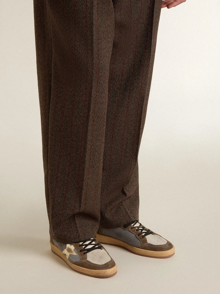GOLDEN GOOSE - Ball Star pour homme en cuir nubuck et en daim avec étoile lamée dorée - Lothaire