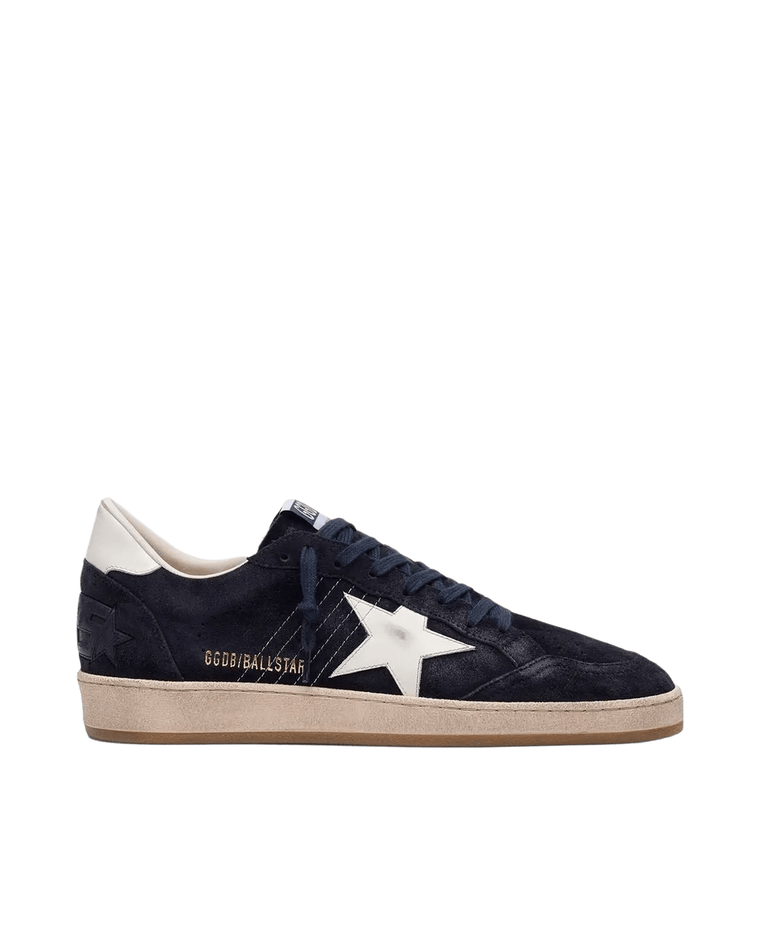 GOLDEN GOOSE - Basket ball star en cuir velour bleu foncé avec étoile blanche - Lothaire