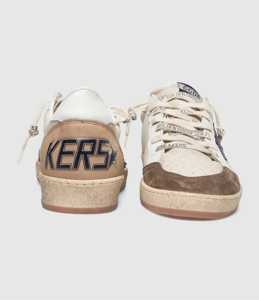 GOLDEN GOOSE - Baskets Ball Star en cuir blanc avec étoile bleu - Lothaire