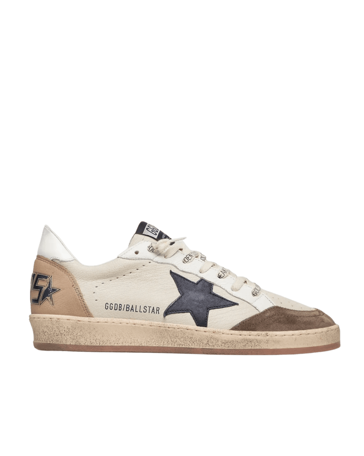 GOLDEN GOOSE - Baskets Ball Star en cuir blanc avec étoile bleu - Lothaire