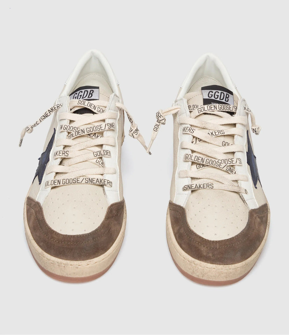 GOLDEN GOOSE - Baskets Ball Star en cuir blanc avec étoile bleu - Lothaire