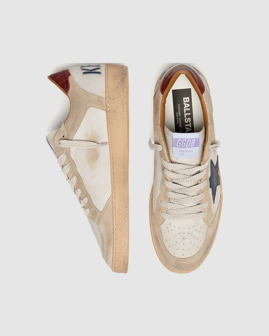 GOLDEN GOOSE - Baskets Ball Star White/Beige/Ink Blue/Brown - Lothaire