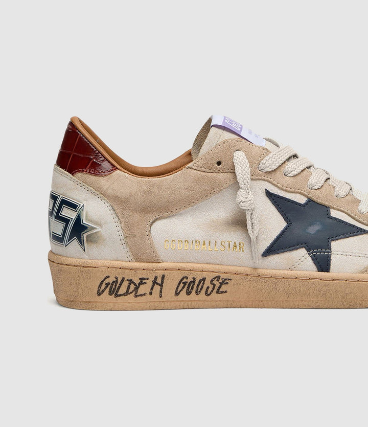 GOLDEN GOOSE - Baskets Ball Star White/Beige/Ink Blue/Brown - Lothaire