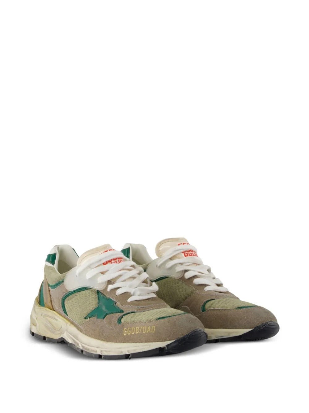 GOLDEN GOOSE - baskets Running Dad New en daim taupe et vert - Lothaire