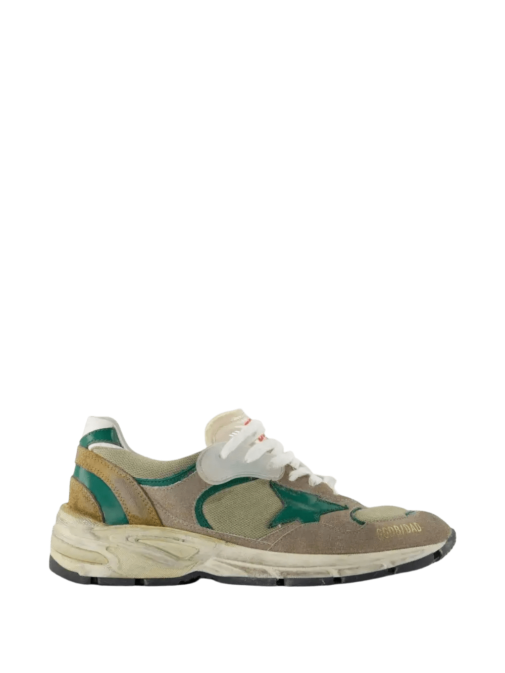 GOLDEN GOOSE - baskets Running Dad New en daim taupe et vert - Lothaire