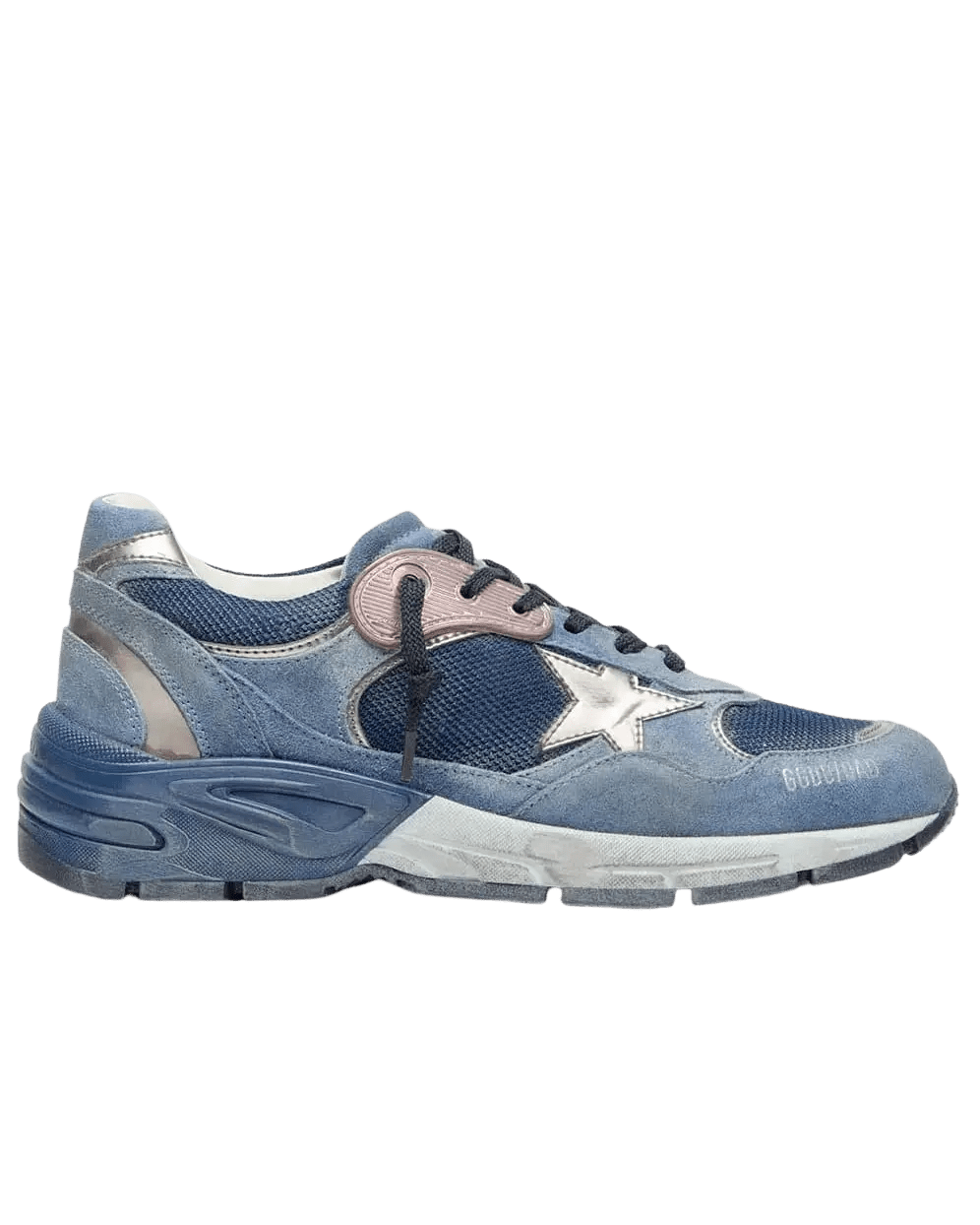 GOLDEN GOOSE - Dad-Star en cuir velours Bleu denim / Argent - Lothaire