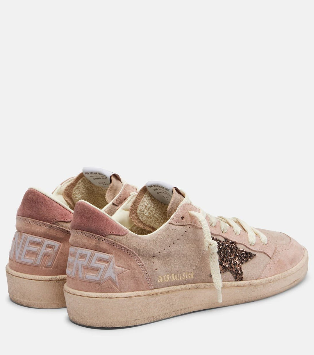GOLDEN GOOSE FEMME - Basket en daim rose avec étoile a paillette - Lothaire