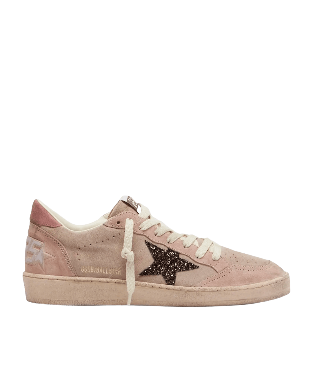 GOLDEN GOOSE FEMME - Basket en daim rose avec étoile a paillette - Lothaire