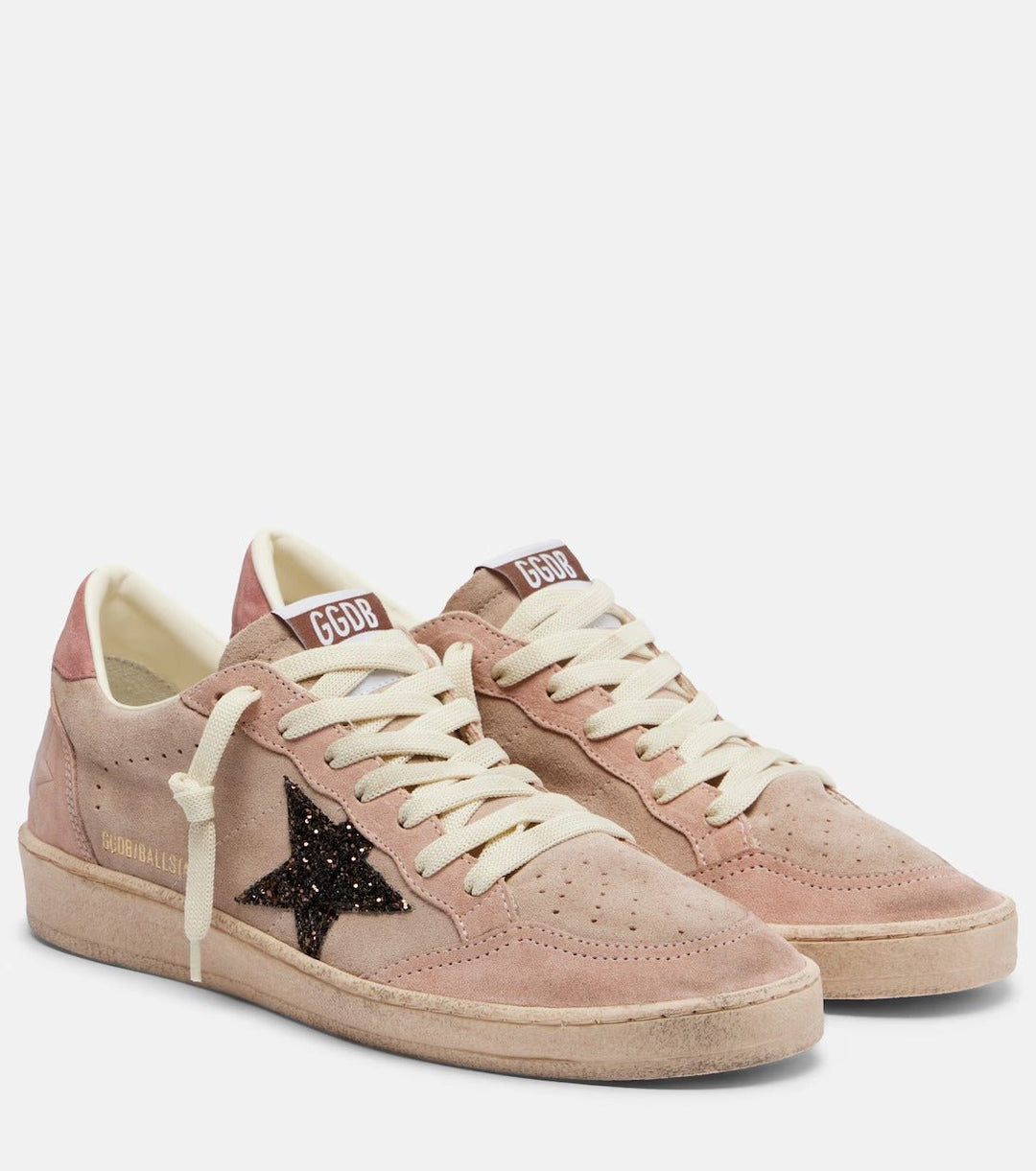 GOLDEN GOOSE FEMME - Basket en daim rose avec étoile a paillette - Lothaire