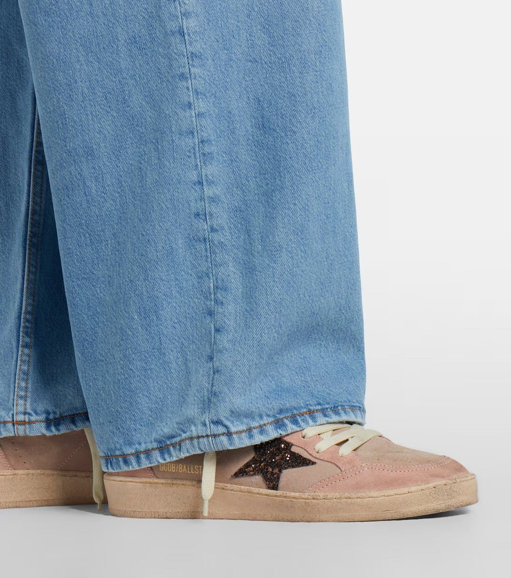 GOLDEN GOOSE FEMME - Basket en daim rose avec étoile a paillette - Lothaire