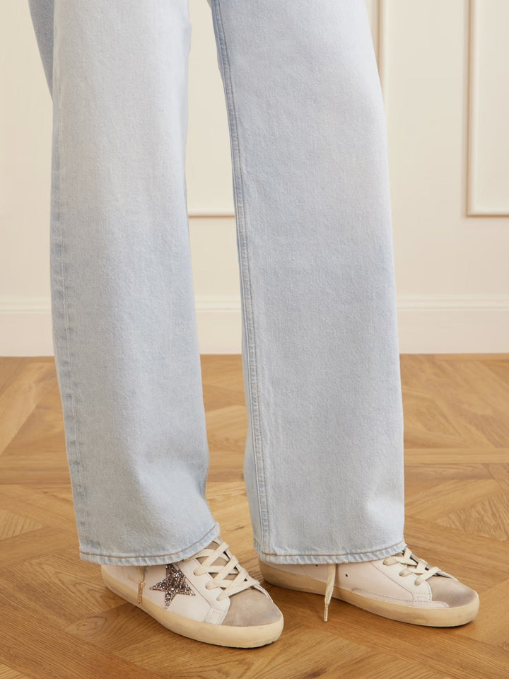 GOLDEN GOOSE FEMME - Basket Super Star en cuir blanc avec étoile a paillette - Lothaire