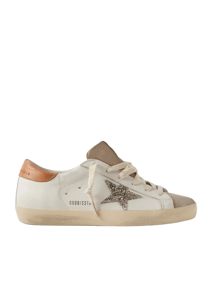 GOLDEN GOOSE FEMME - Basket Super Star en cuir blanc avec étoile a paillette - Lothaire
