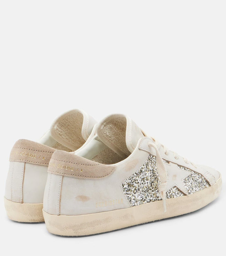 GOLDEN GOOSE FEMME - Basket Super Star en cuir blanc pailleté - Lothaire