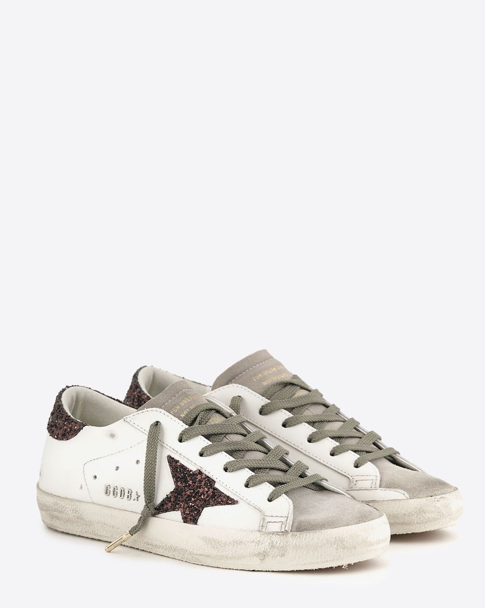 GOLDEN GOOSE FEMME - Baskets en cuir Super Star Blanc cassé et Marron - Lothaire