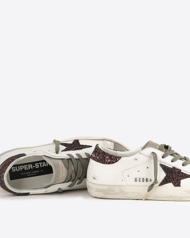 GOLDEN GOOSE FEMME - Baskets en cuir Super Star Blanc cassé et Marron - Lothaire