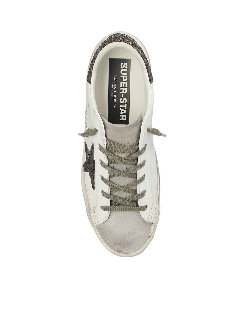GOLDEN GOOSE FEMME - Baskets en cuir Super Star Blanc cassé et Marron - Lothaire