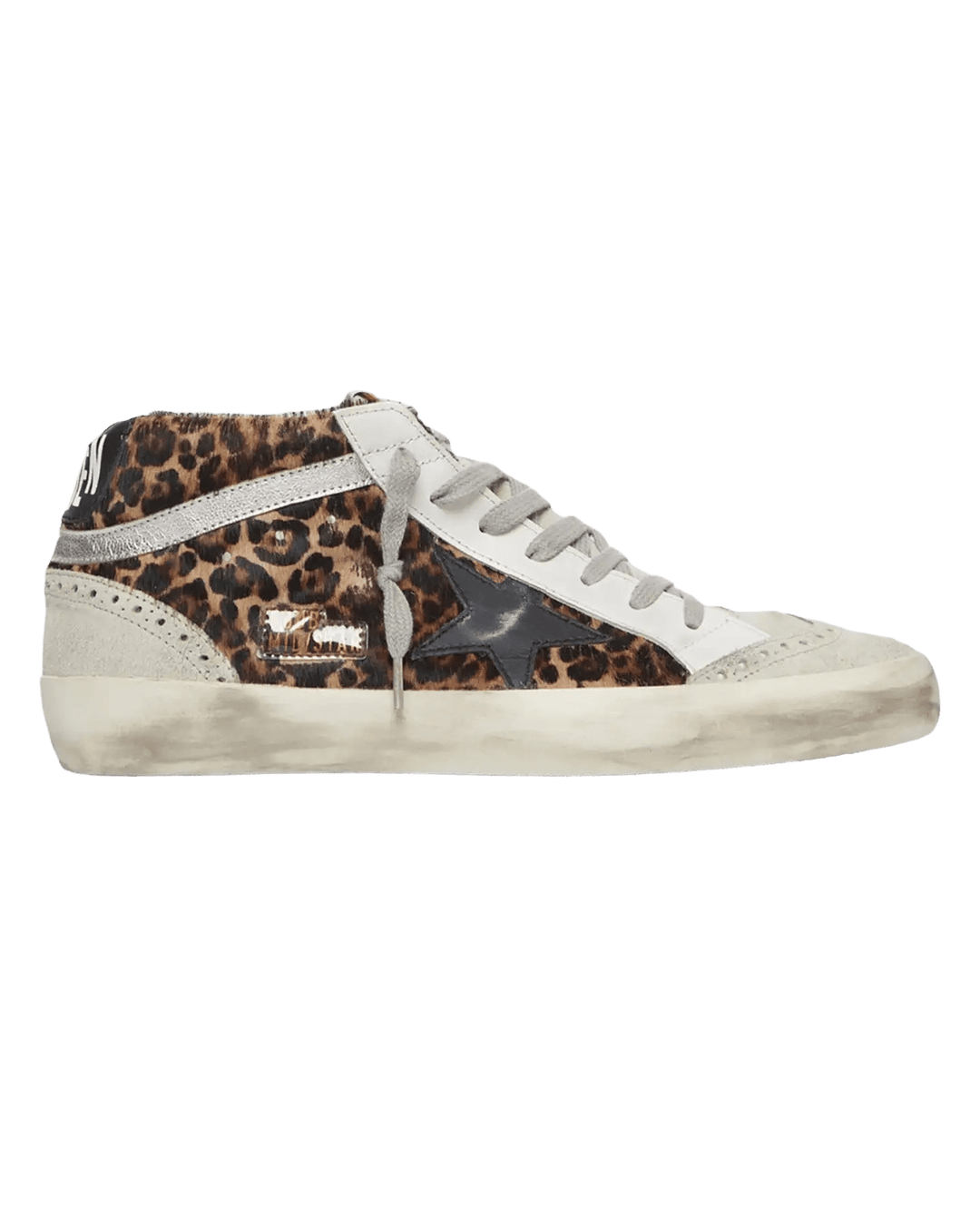 GOLDEN GOOSE FEMME - Baskets Mid Star Beige Brown Leo Ice Black Silver - Lothaire