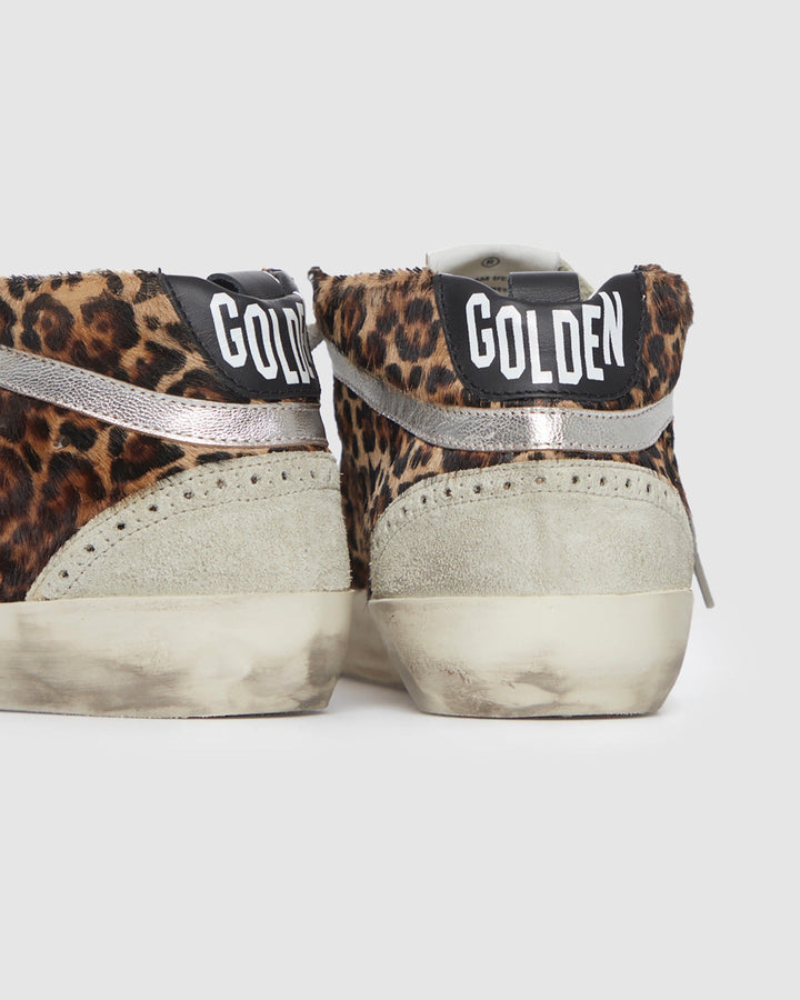 GOLDEN GOOSE FEMME - Baskets Mid Star Beige Brown Leo Ice Black Silver - Lothaire