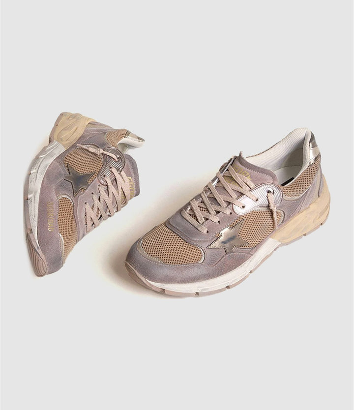 GOLDEN GOOSE FEMME - Baskets Running Dad Beige et Mauve - Lothaire