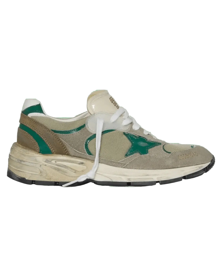 GOLDEN GOOSE FEMME - Baskets Running Dad Blanc/Taupe/Vert - Lothaire