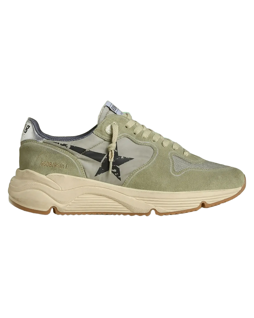 GOLDEN GOOSE FEMME - Baskets Running Sage Vert Sauge/Noir/Platine - Lothaire