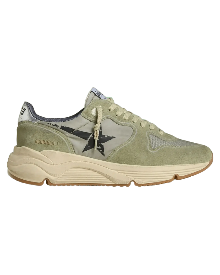 GOLDEN GOOSE FEMME - Baskets Running Sage Vert Sauge/Noir/Platine - Lothaire