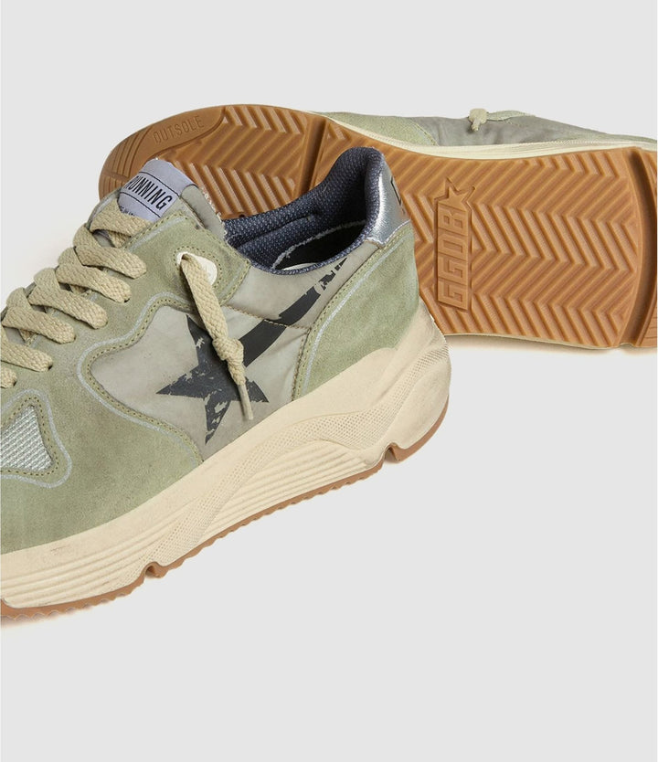 GOLDEN GOOSE FEMME - Baskets Running Sage Vert Sauge/Noir/Platine - Lothaire