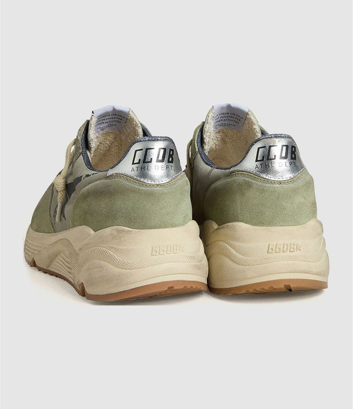 GOLDEN GOOSE FEMME - Baskets Running Sage Vert Sauge/Noir/Platine - Lothaire