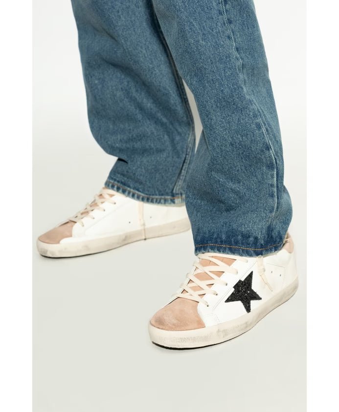 Golden Goose Femme - Sneakers Super Star Classic blanc étoile noir paillette - Lothaire