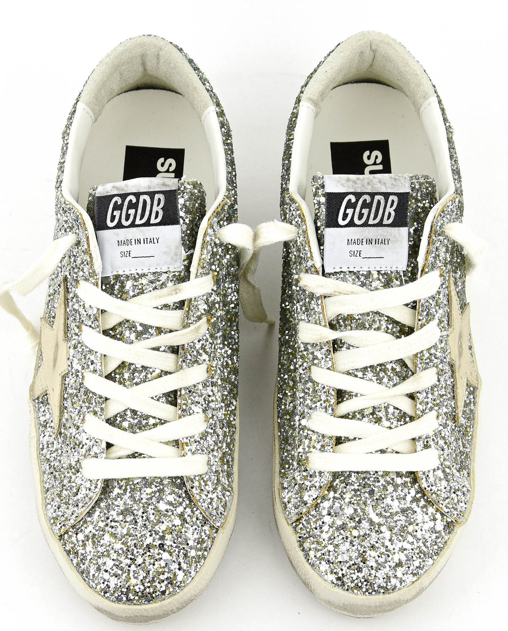 GOLDEN GOOSE FEMME - Sneakers Super - Star Glitter Platine Vert - Lothaire