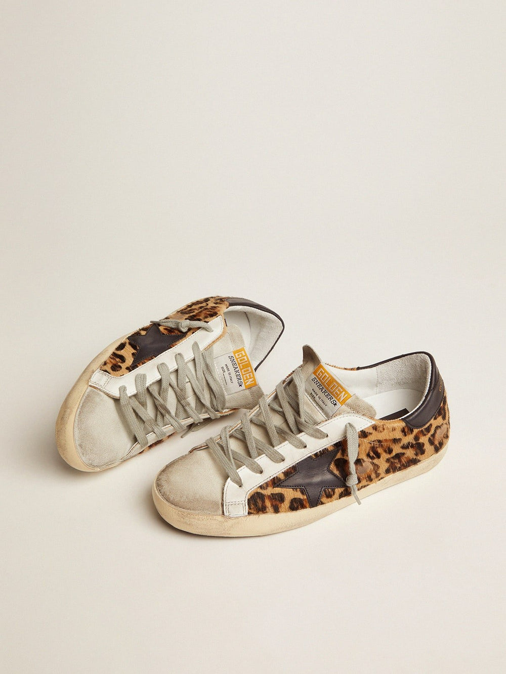 GOLDEN GOOSE FEMME - Women's Super - Star in leopard print leather Beige - Lothaire